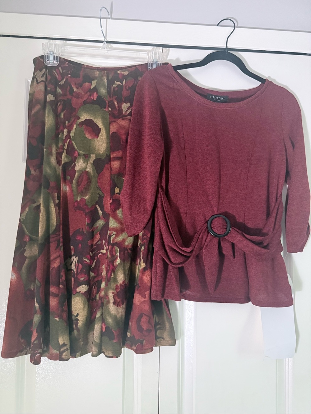 NWT Perceptions Rust Floral 2-Piece Set Size 8